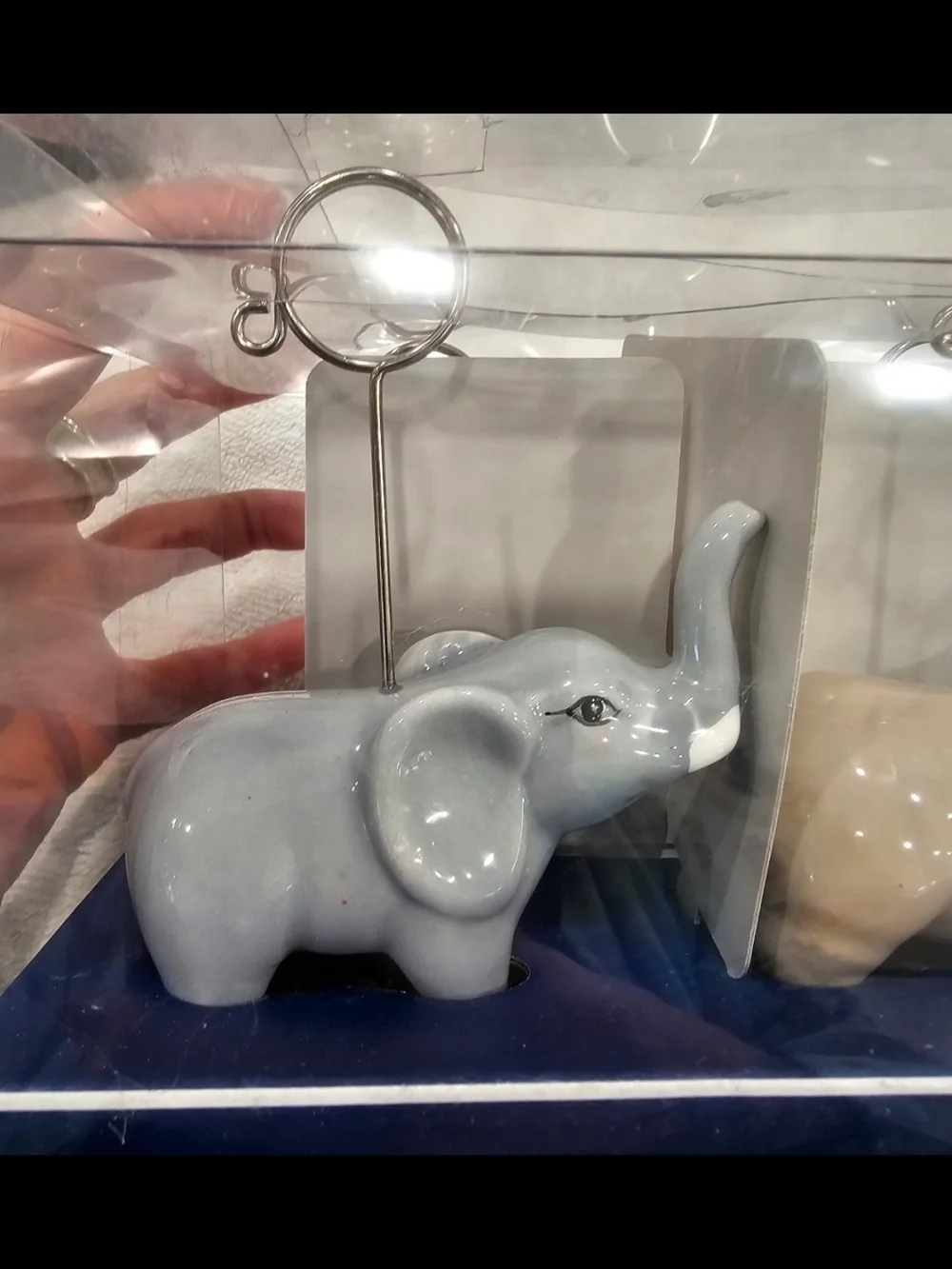 Pier 1 Ceramic Zebra and Tiger Place Card Or Picture Holders